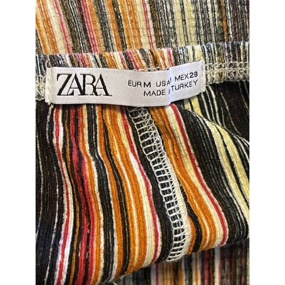 Zara Red Orange Bohemian Striped Midi Sleeveless Dress M rope straps - Picture 4 of 5